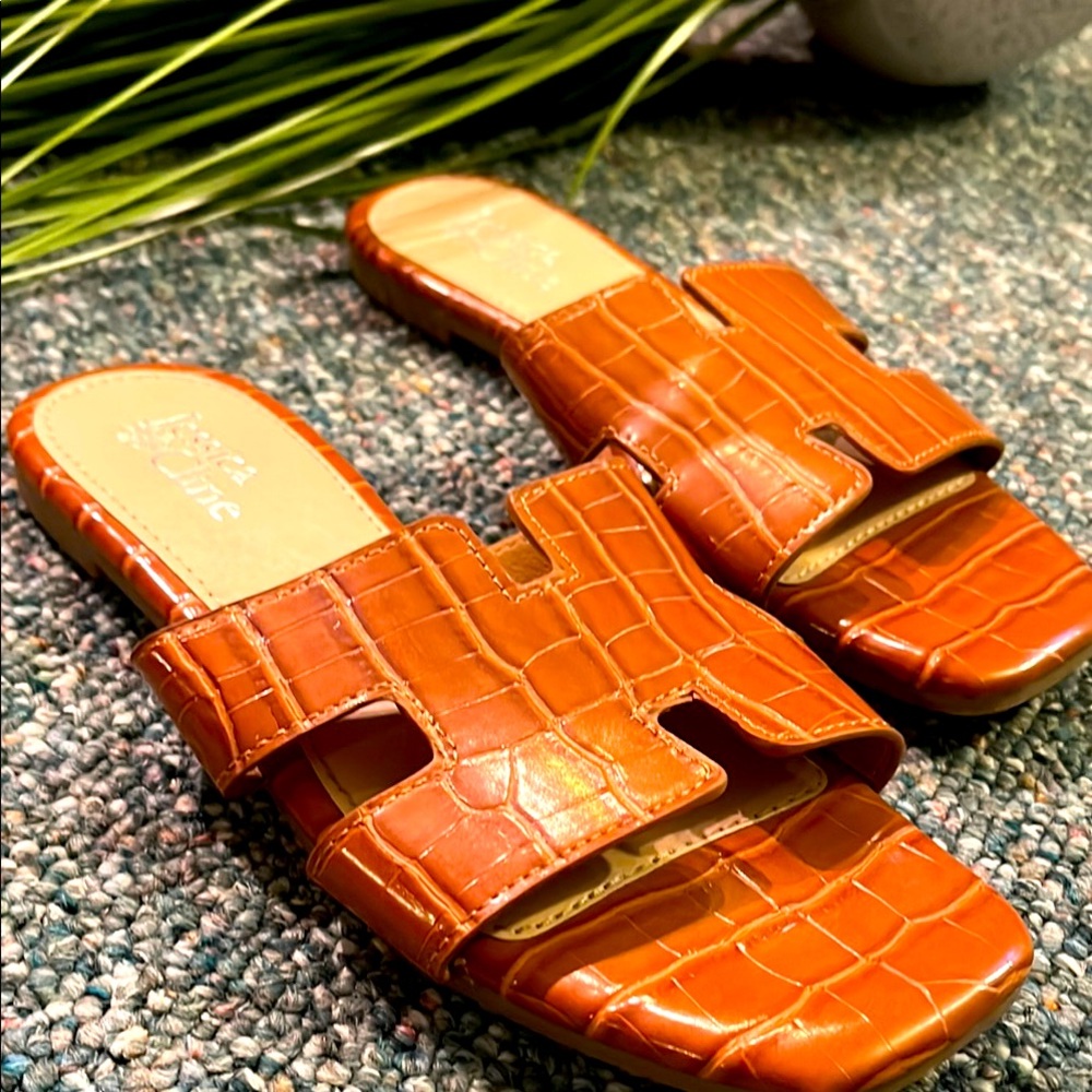 Jessica Cline Slip-On Crocodile Sandals